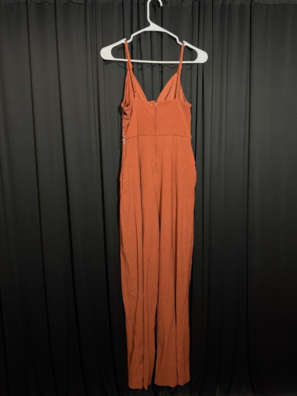 Trixxi Terracotta Twist-Front Wide Leg Jumpsuit Size M - Picture 4 of 9